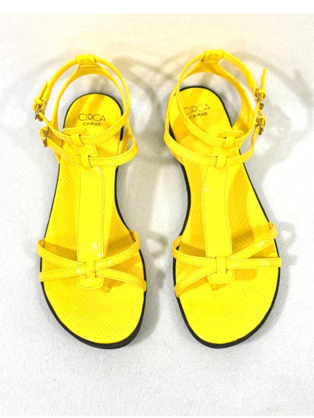 Vibrant Yellow Strappy Sandals w/Adjustable Ankle Buckles Circa Joan & David 9M